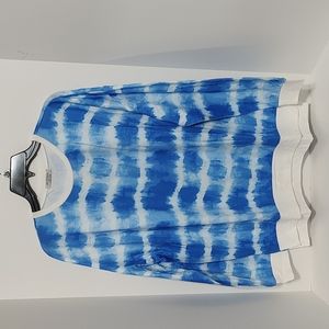 New Blue & White Tye Dyed Long Sleeve Top sz XL - XXL